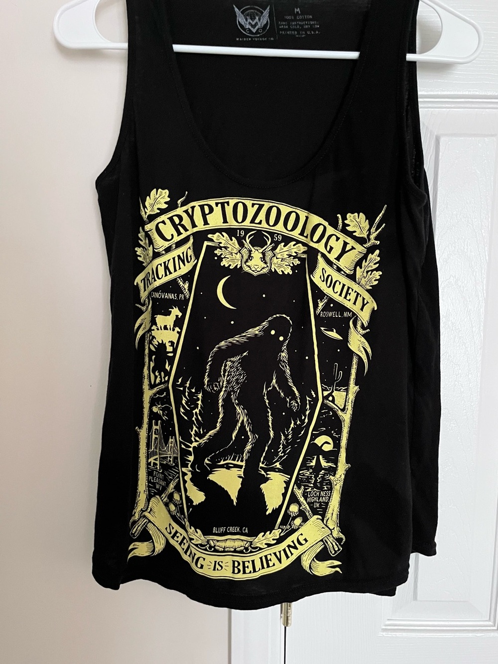 Cryptozoology Bigfoot Tank Top - Black & Yellow Graphic